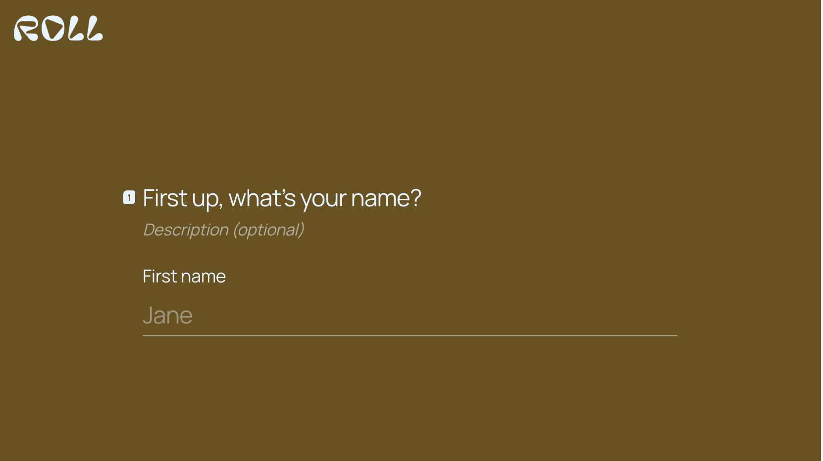 Typeform on desktop: one question on the screen, the brand's own colour filling the page, and nothing else competing for attention