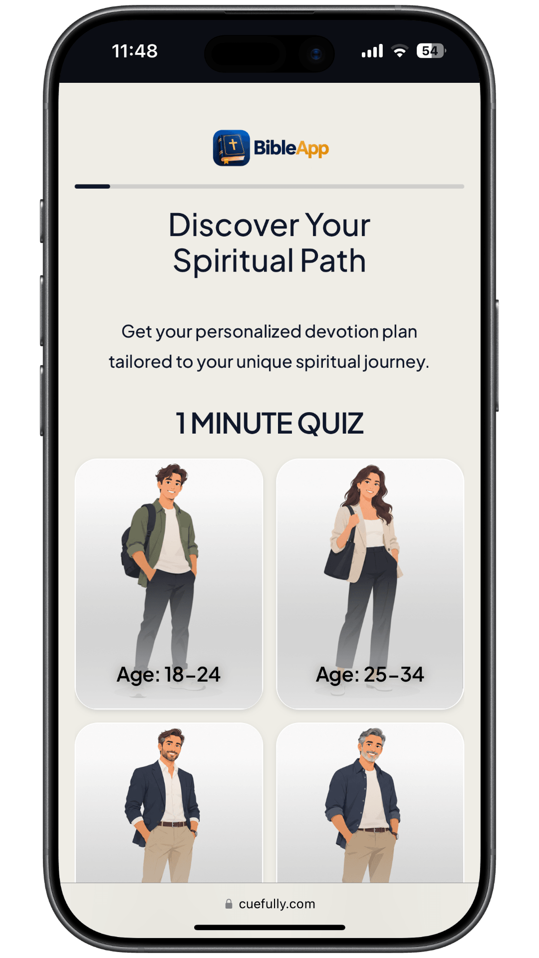 Faith App Onboarding Quiz funnel template preview